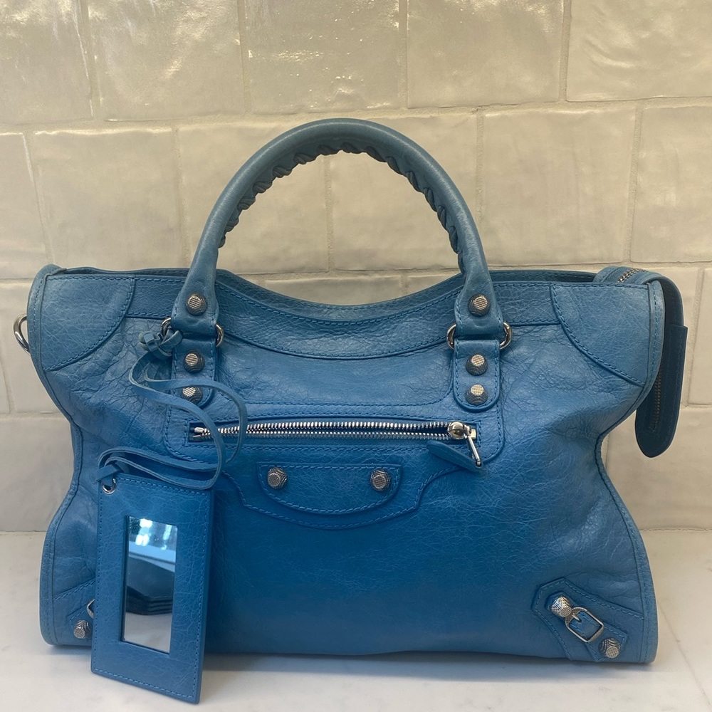 Balenciaga Agneau Classic Hardware City Bag in Aquamarine - Picture 2 of 12